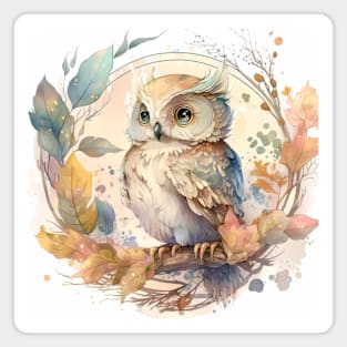 Owl Bird Portrait Animal Painting Wildlife Outdoors Adventure Magnet